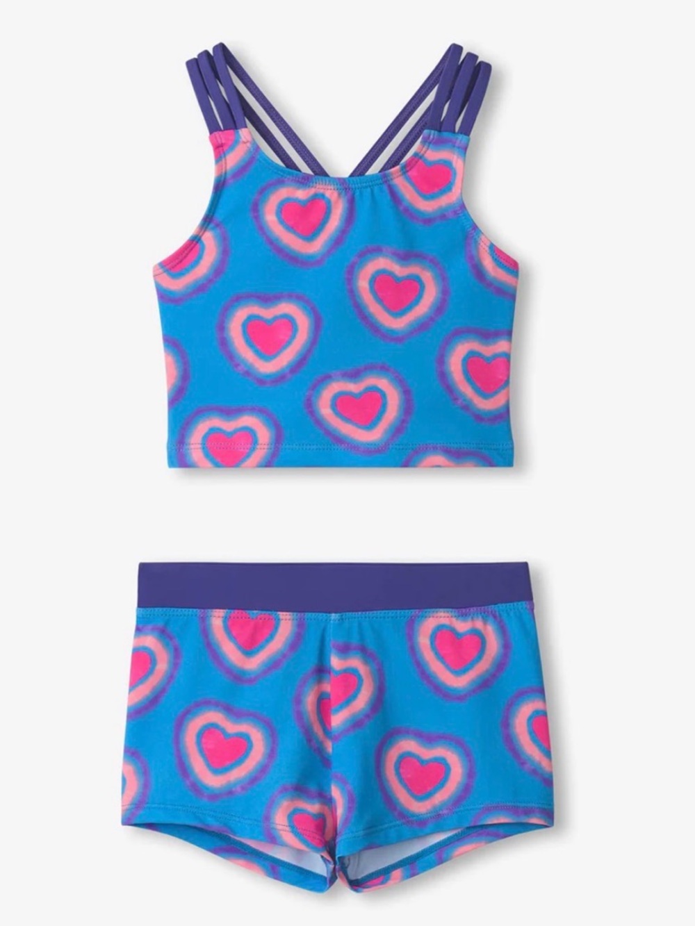 NWOT! Hatley Girls Glowing Hearts Two-Piece Short Swimsuit